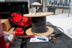 Reel of cut-to-length heat trace on tailgate