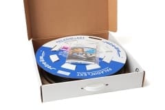 EXT-T Series On Dispensing Reel with Top of Reel Closed in Open Box