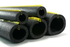 Five different sized pipe insulation