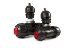 Two Red and Black Philmac Fittings