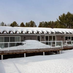Roof heating cable system on roof in winter